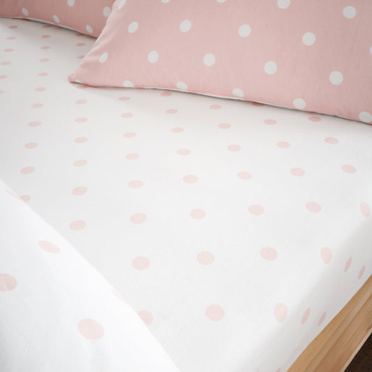 Brushed Polka Dot Cotton Fitted Sheet in Pink by Catherine Lansfield