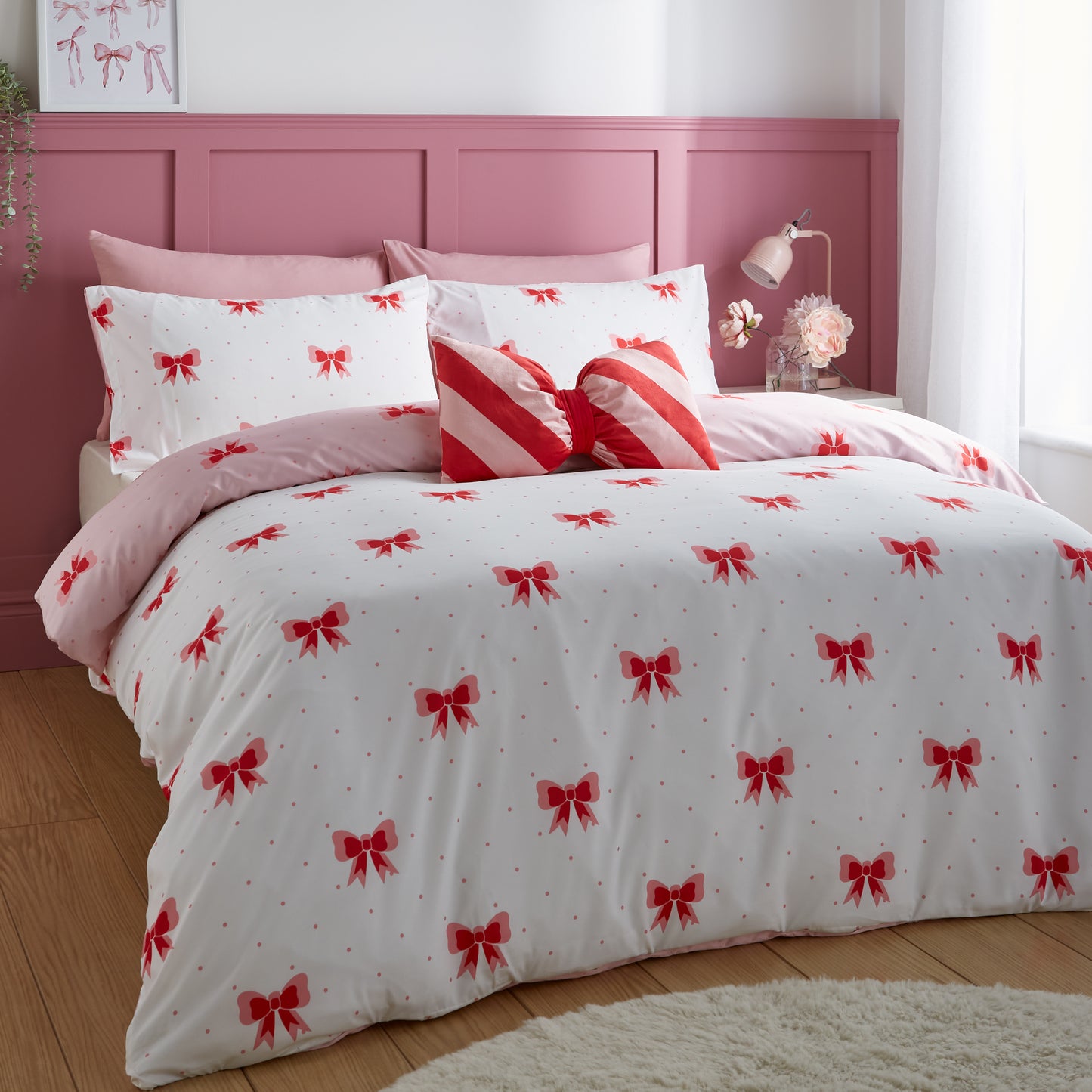 Dotty Bows Reversible Duvet Cover Set by Sassy B