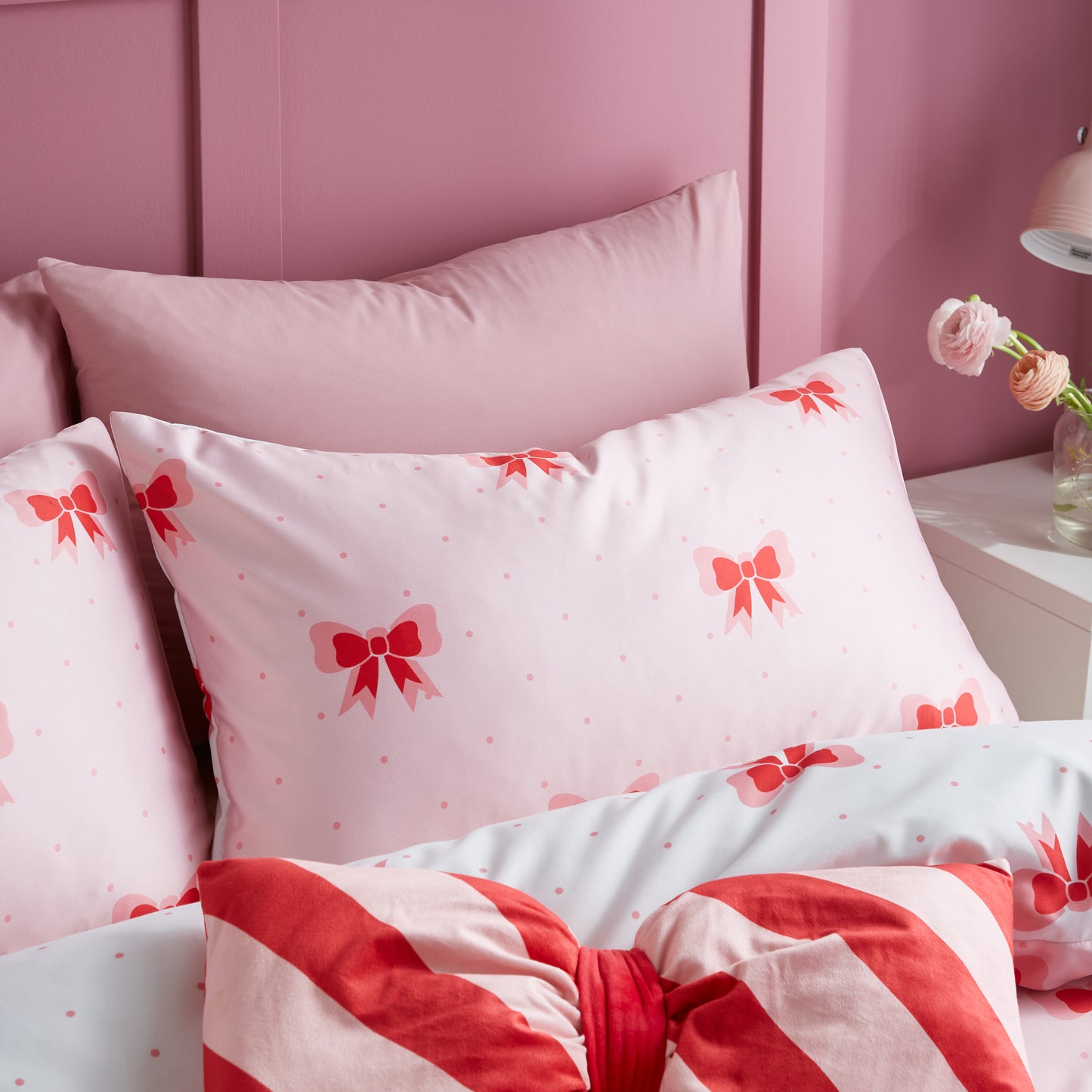 Dotty Bows Reversible Duvet Cover Set by Sassy B