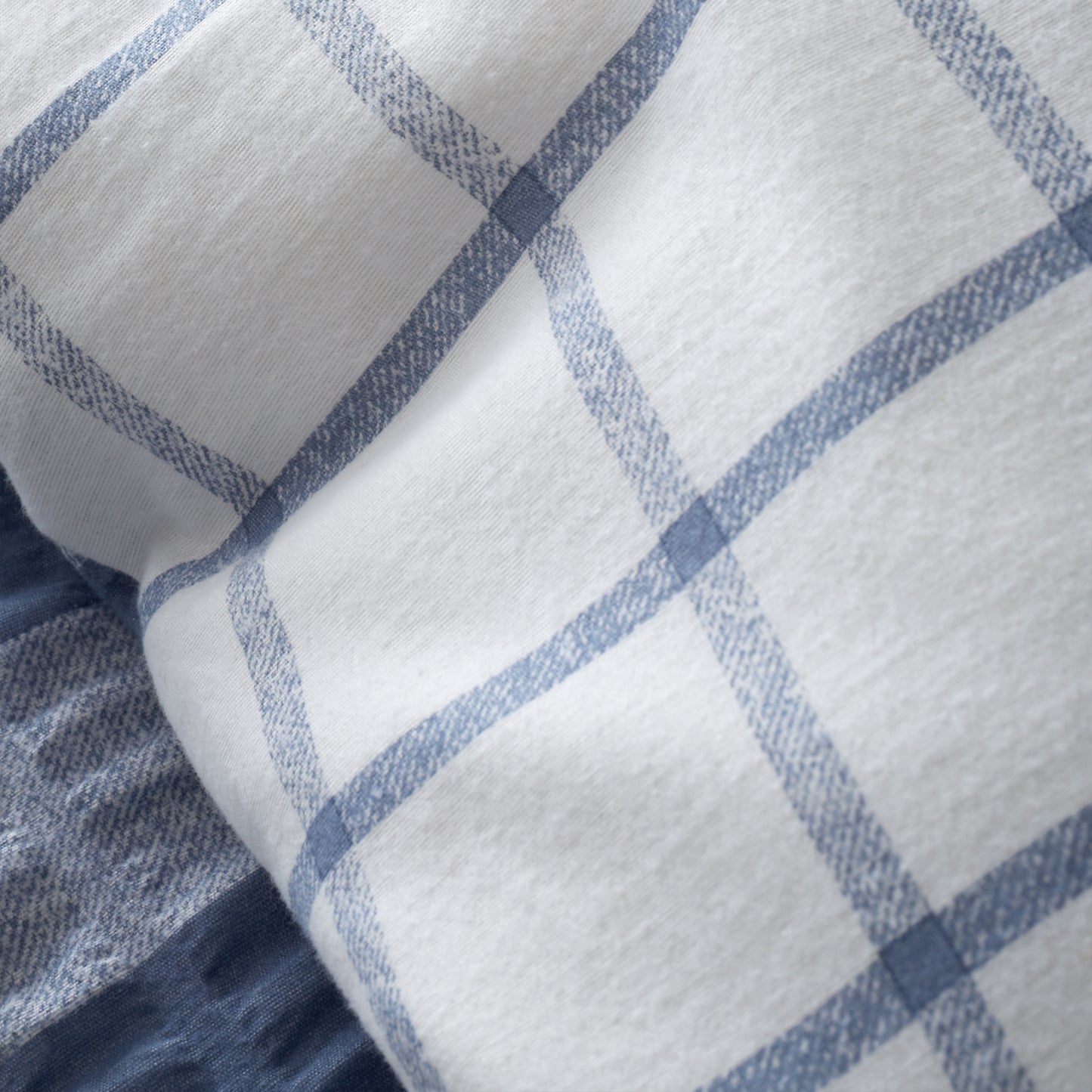 Brushed Seersucker Gingham Reversible Duvet Cover Set in Blue by Catherine Lansfield