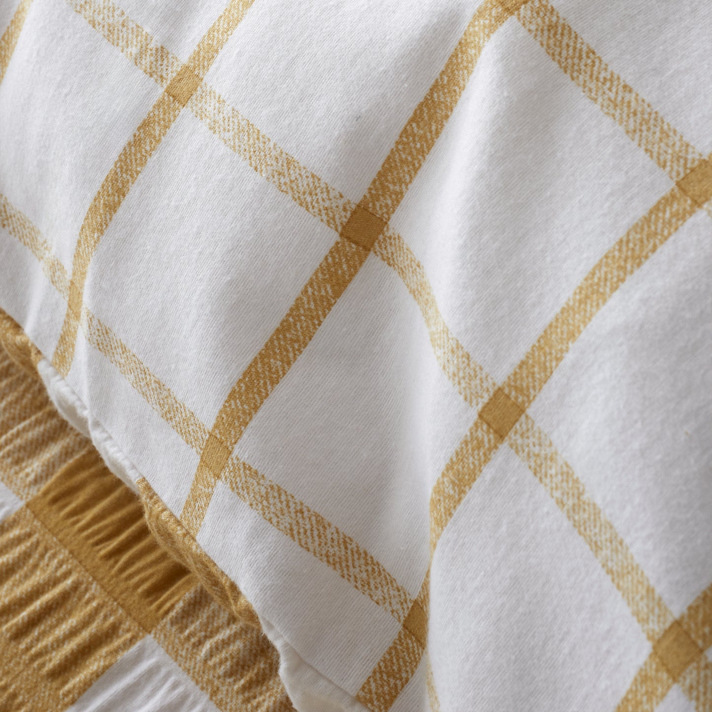 Brushed Seersucker Gingham Reversible Duvet Cover Set in Caramel by Catherine Lansfield