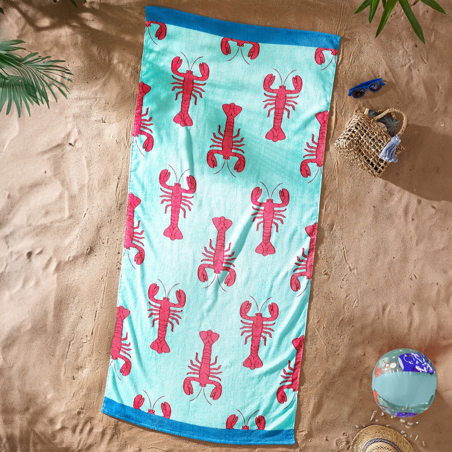 Lobster Cotton Beach Towel in Red by Catherine Lansfield