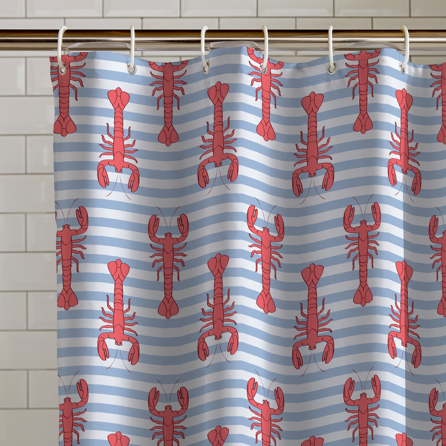 Catherine Lansfield Lobster Shower Curtain Panel in Red