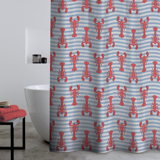 Catherine Lansfield Lobster Shower Curtain Panel in Red