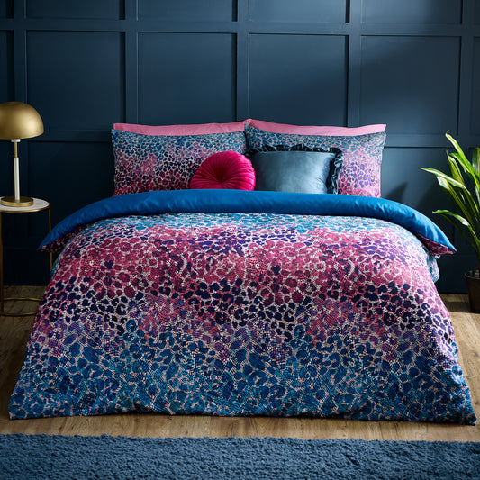 Satin Animal Print Duvet Cover Set in Teal by Catherine Lansfield