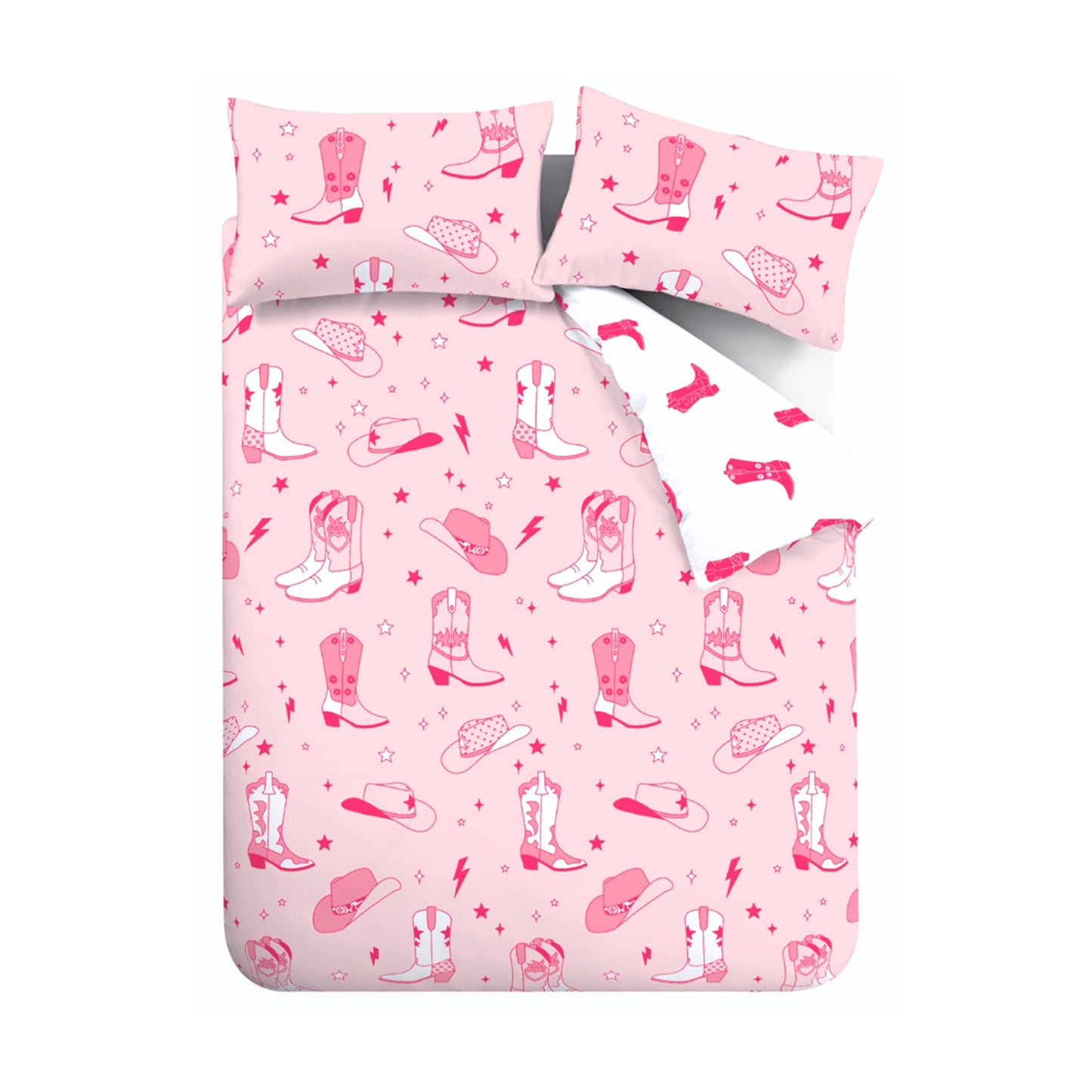 Cowgirl Boot Reversible Duvet Cover Set in Pink by Sassy B