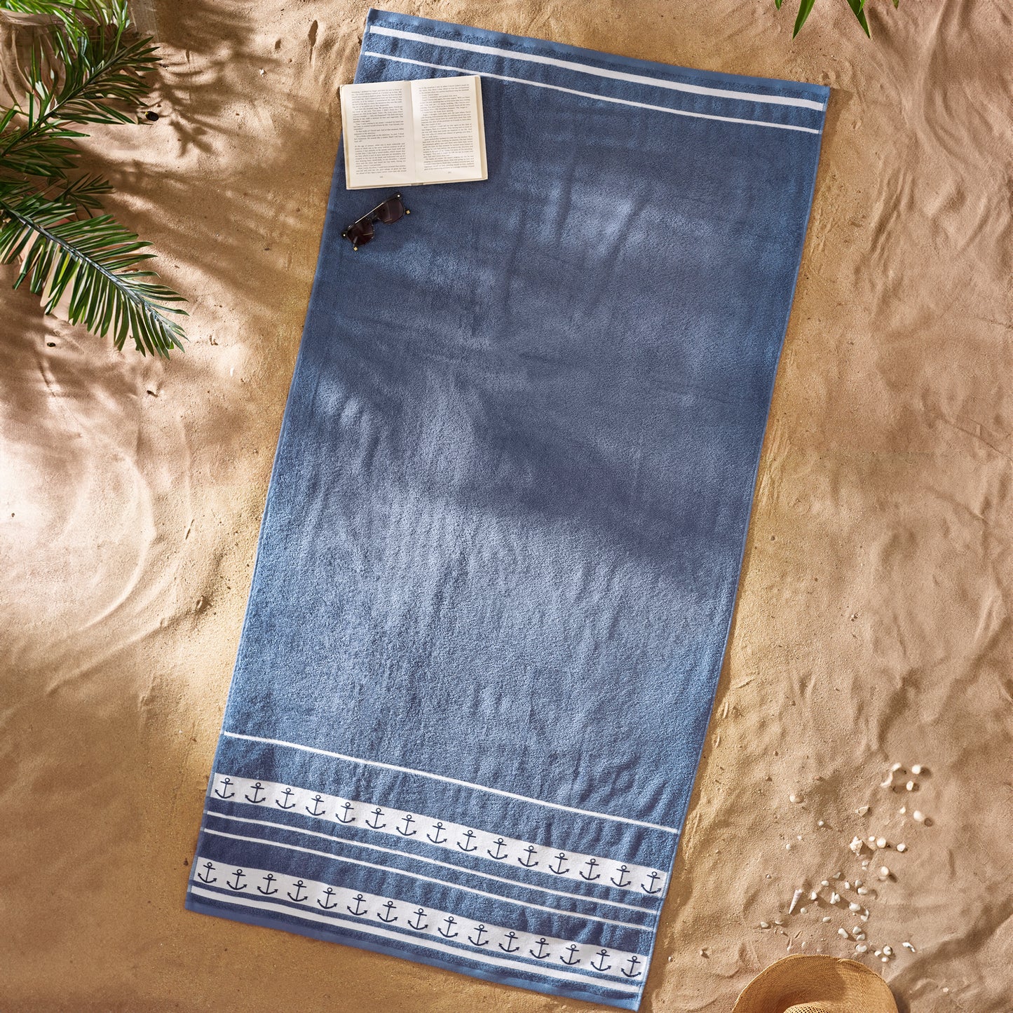 Anchors Cotton Extra Large Beach Towel in Blue by Catherine Lansfield