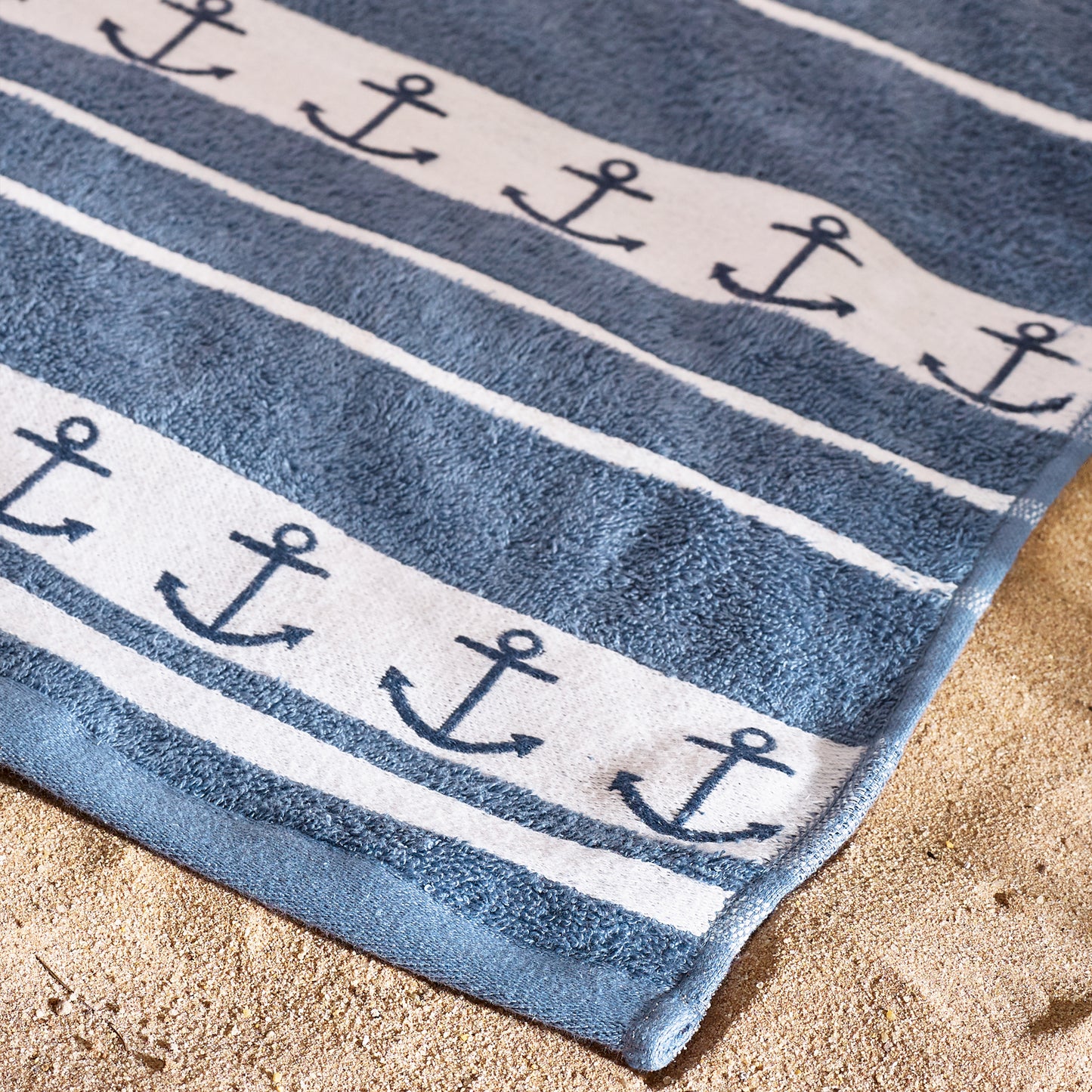 Anchors Cotton Extra Large Beach Towel in Blue by Catherine Lansfield