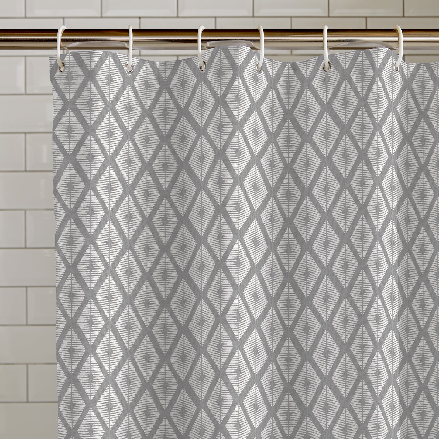 Catherine Lansfield Aztec Diamond Shower Curtain Panel in Silver Grey