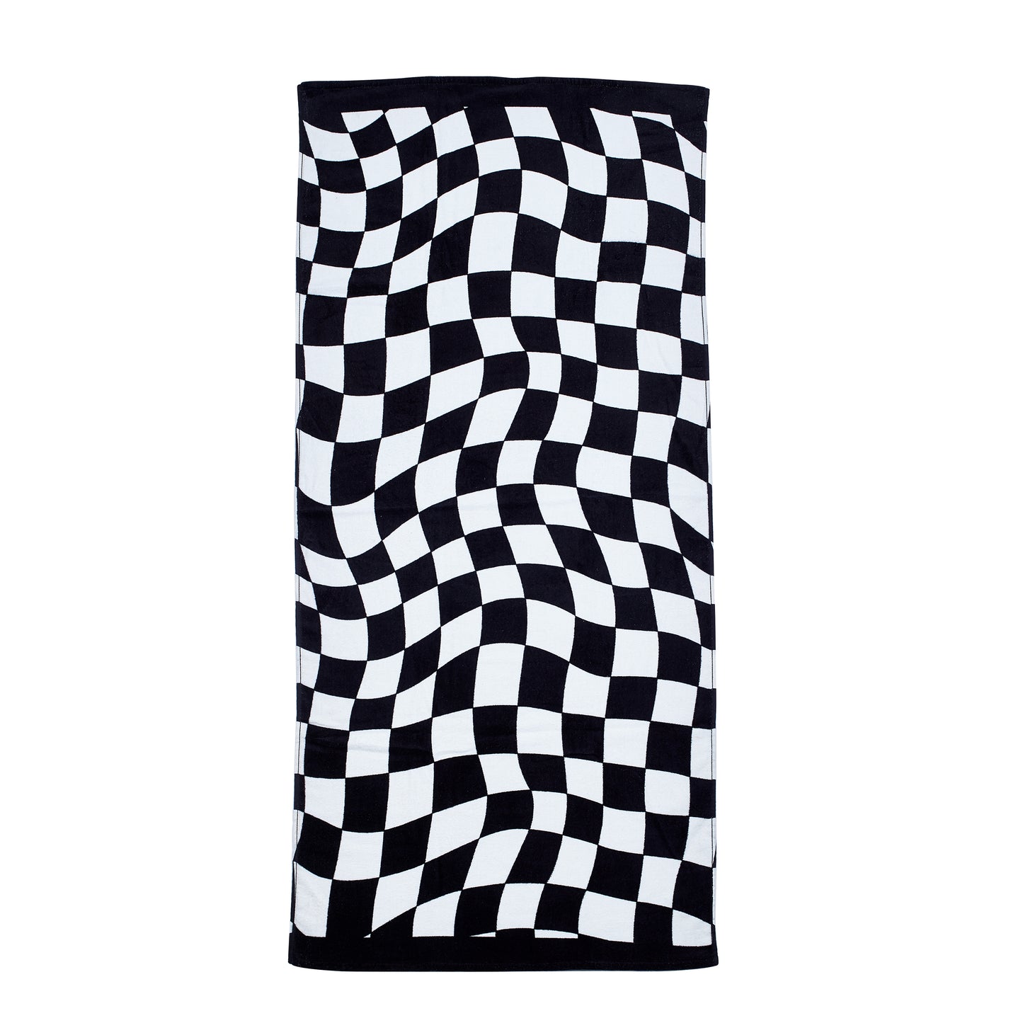 Checkerboard Cotton Beach Towel in Black White by Catherine Lansfield