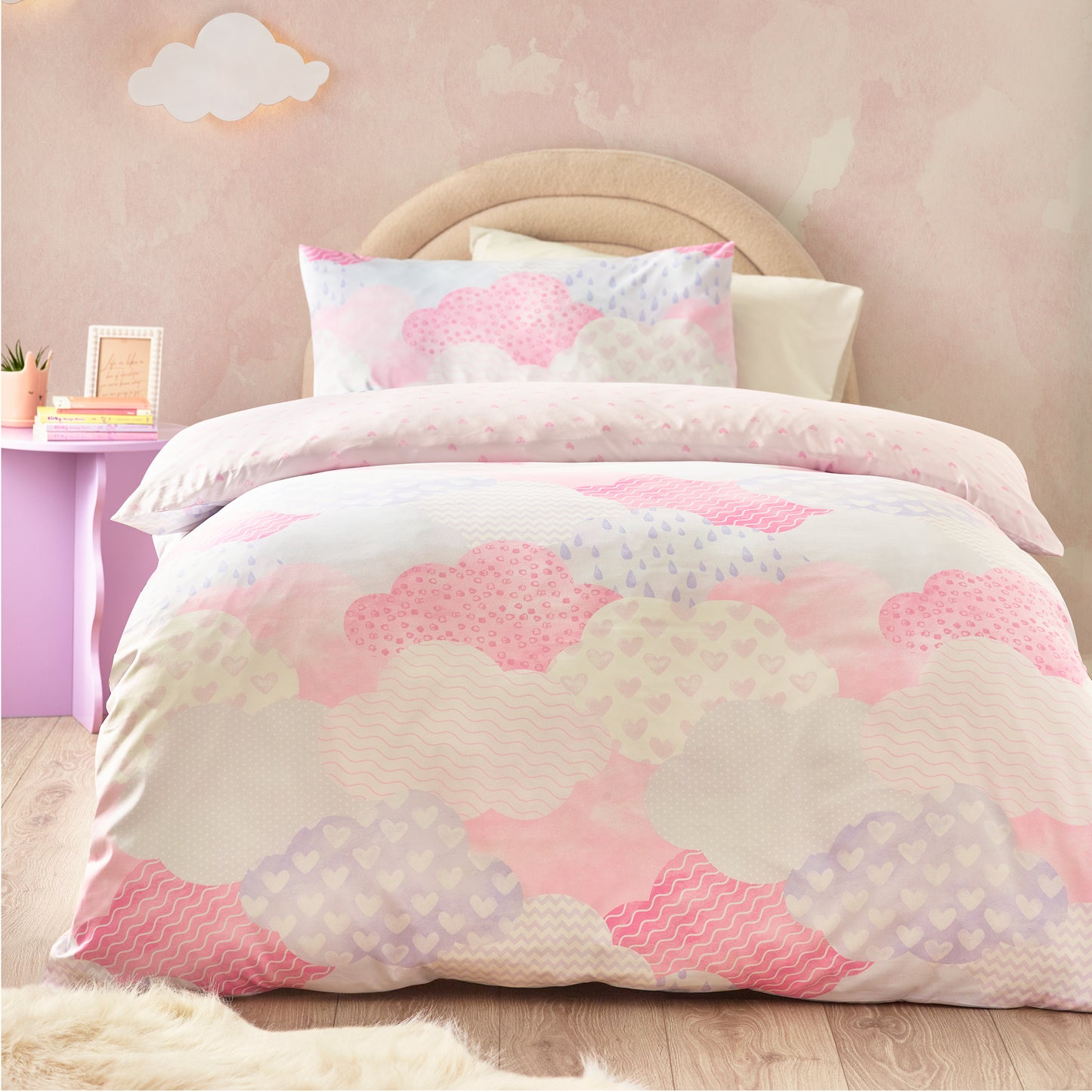 Soft as a Cloud Duvet Cover Set in Pink by Catherine Lansfield Kids