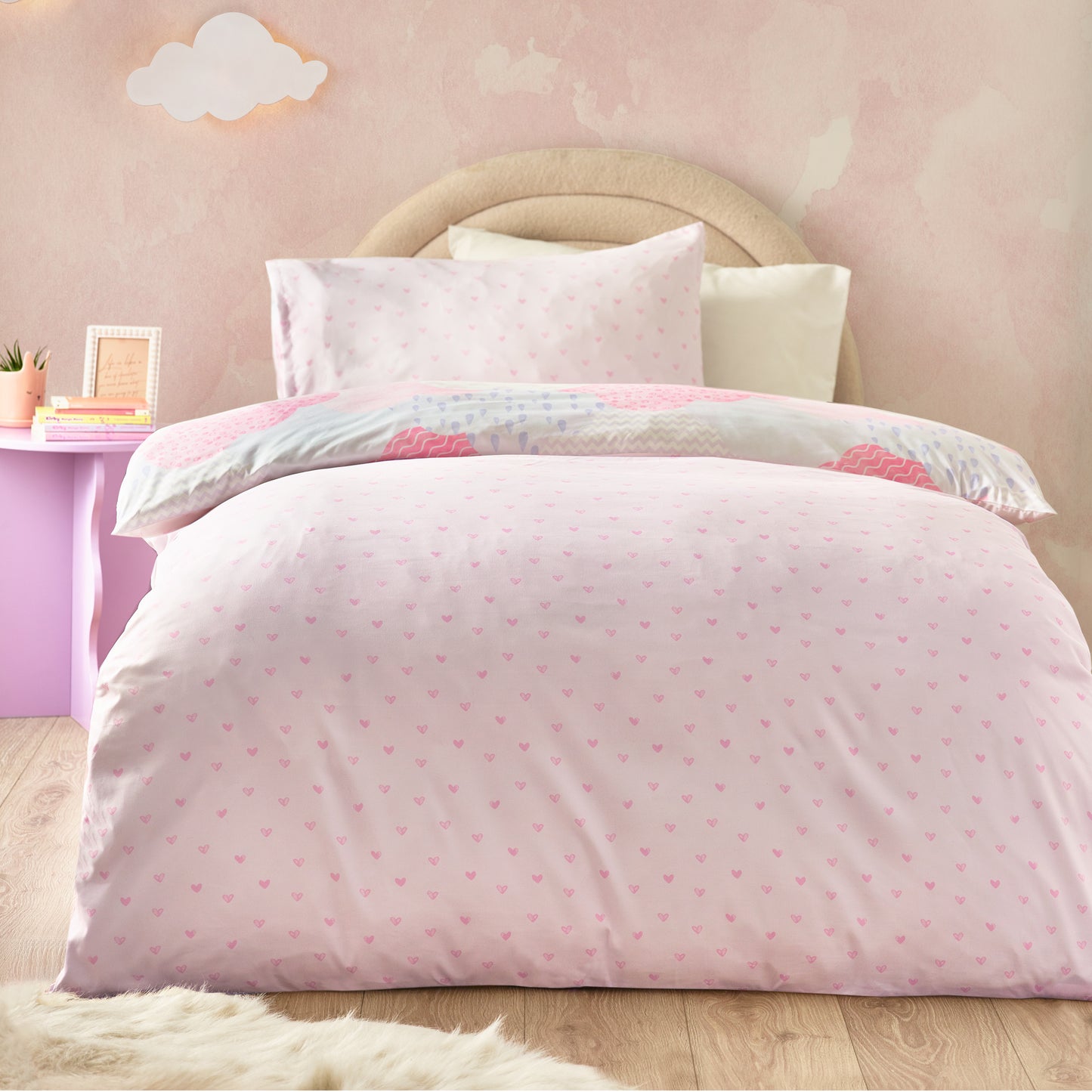 Soft as a Cloud Duvet Cover Set in Pink by Catherine Lansfield Kids