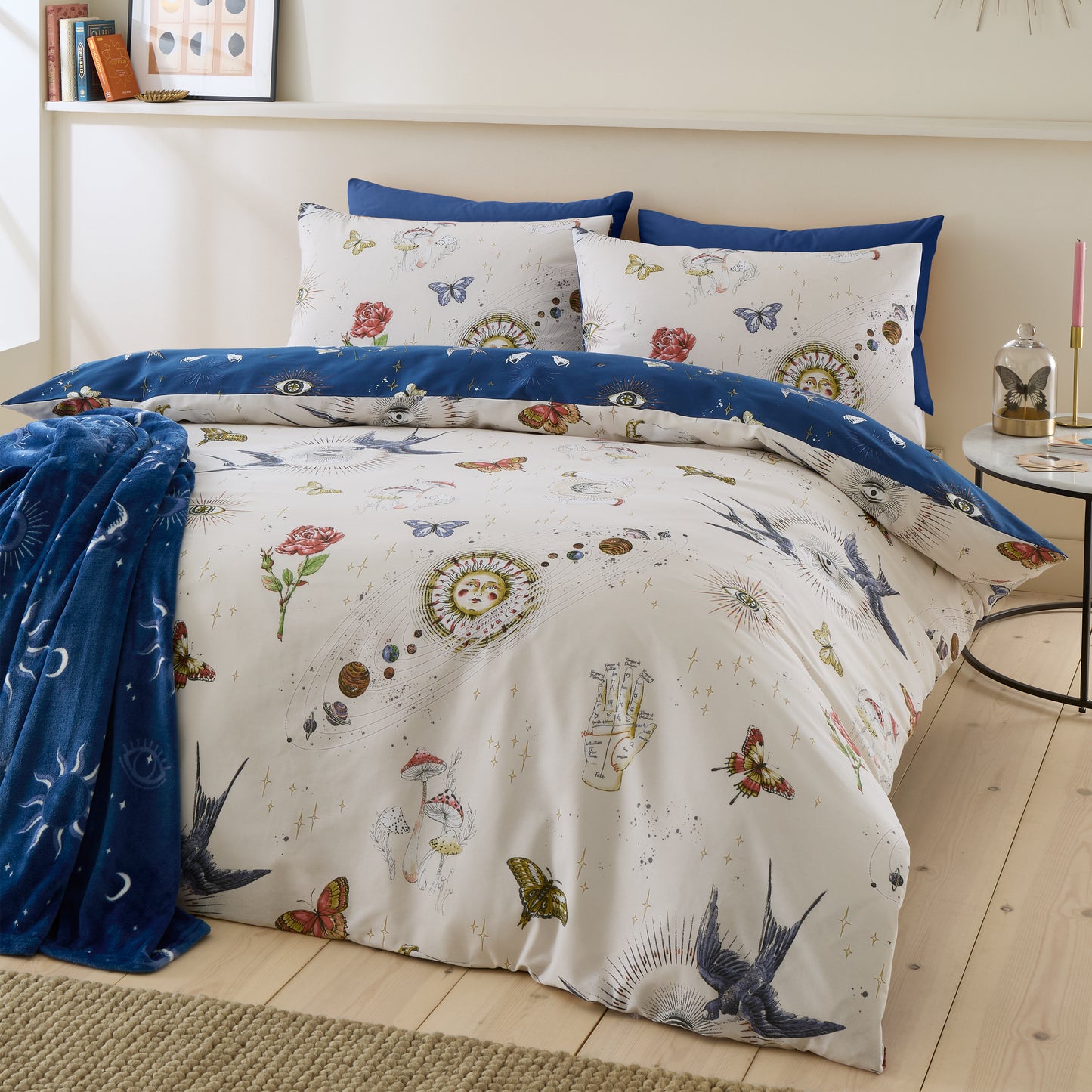 Astrology Reversible Duvet Cover Set in Cream by Sassy B