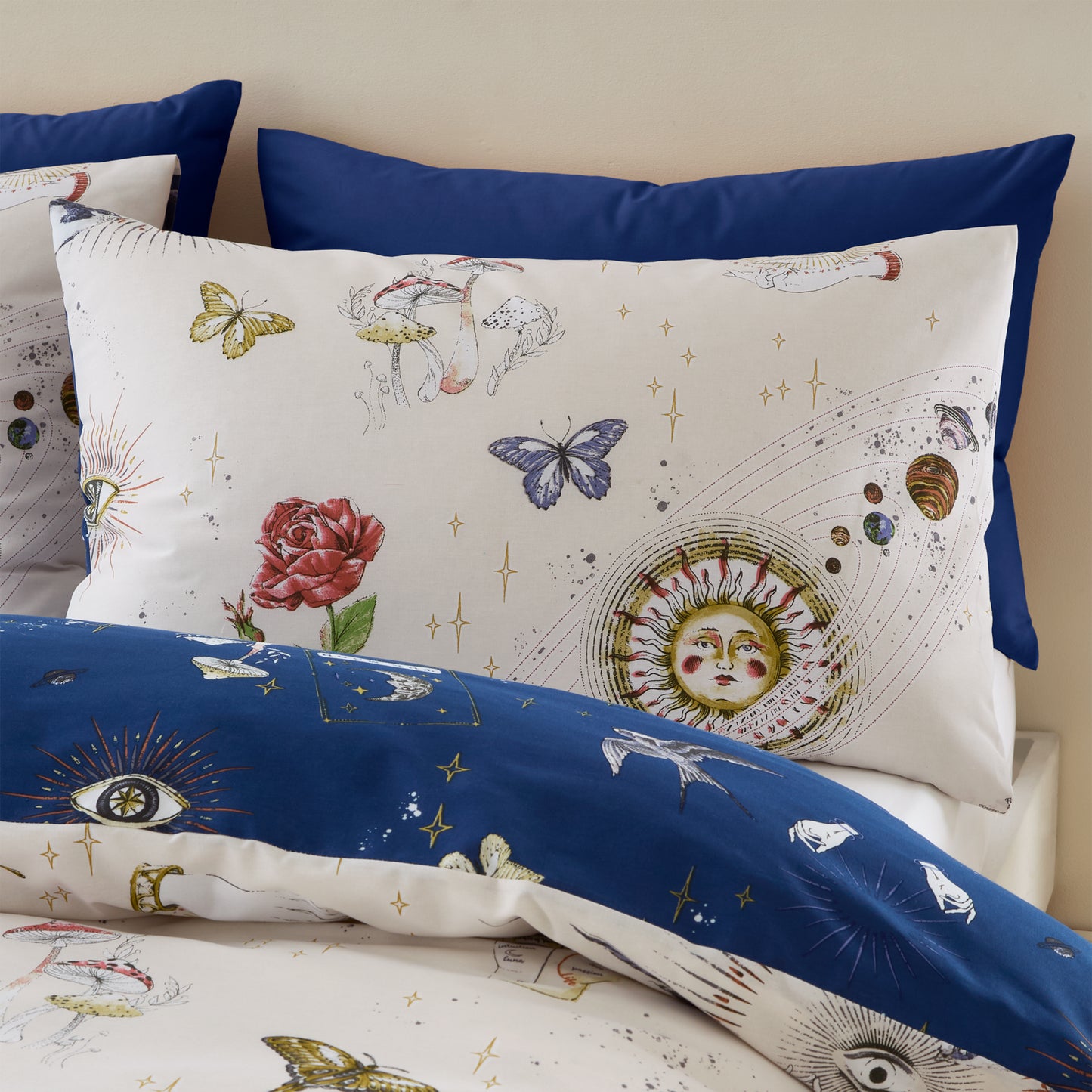 Astrology Reversible Duvet Cover Set in Cream by Sassy B