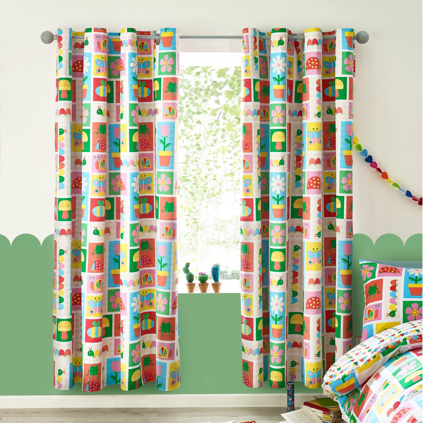 Curious Caterpillar Fully Reversible Eyelet Curtains by Catherine Lansfield Kids