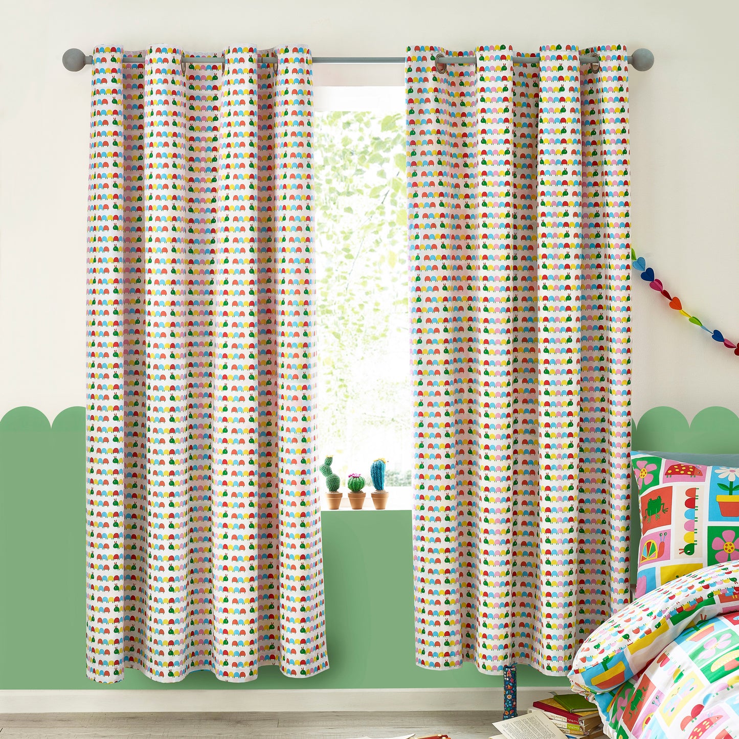 Curious Caterpillar Fully Reversible Eyelet Curtains by Catherine Lansfield Kids