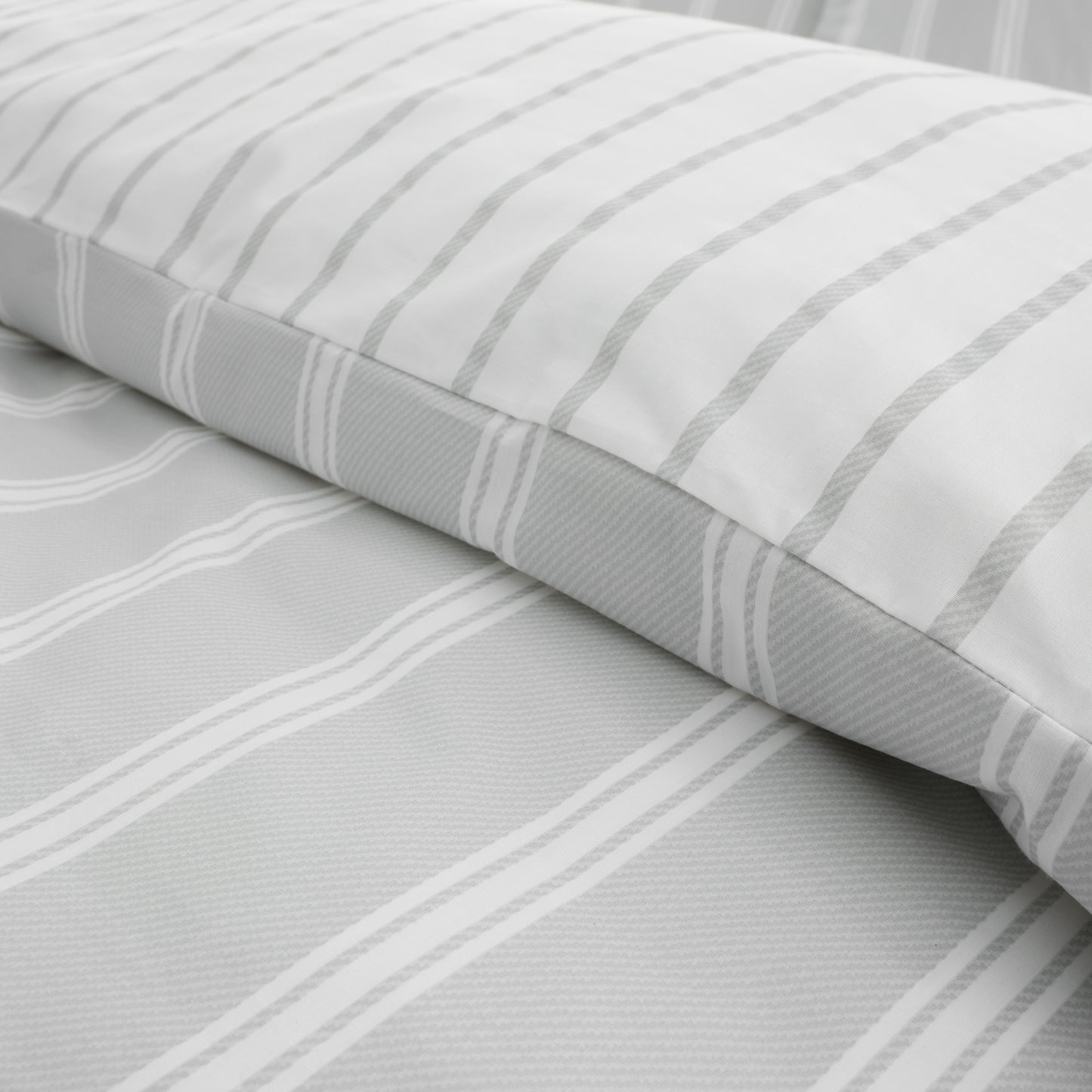 Ashford Stripe 200 Thread Count Cotton Duvet Cover Set in Silver by Bianca