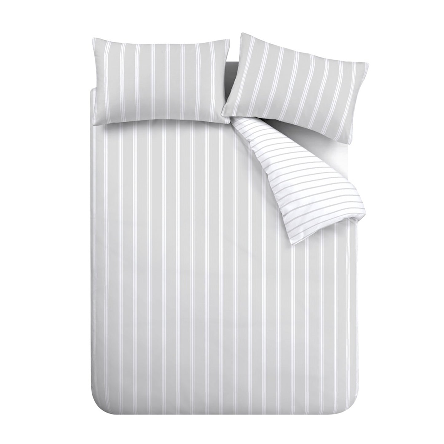 Ashford Stripe 200 Thread Count Cotton Duvet Cover Set in Silver by Bianca