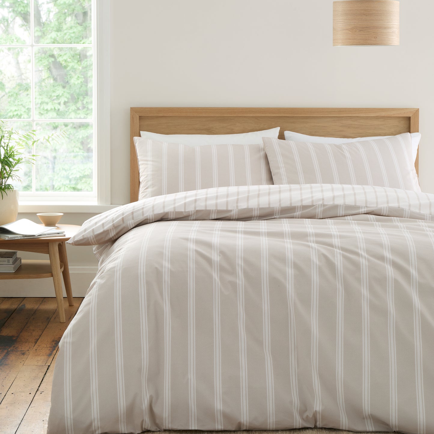 Ashford Stripe 200 Thread Count Cotton Duvet Cover Set in Natural by Bianca