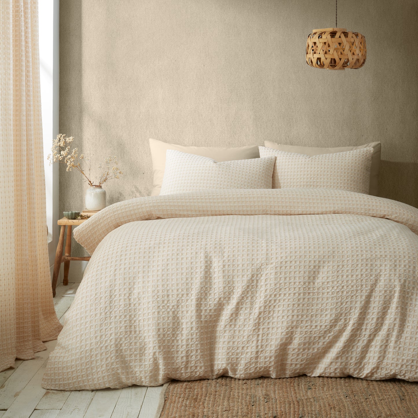 Muscat Waffle Duvet Cover Set in Natural by Pineapple Elephant