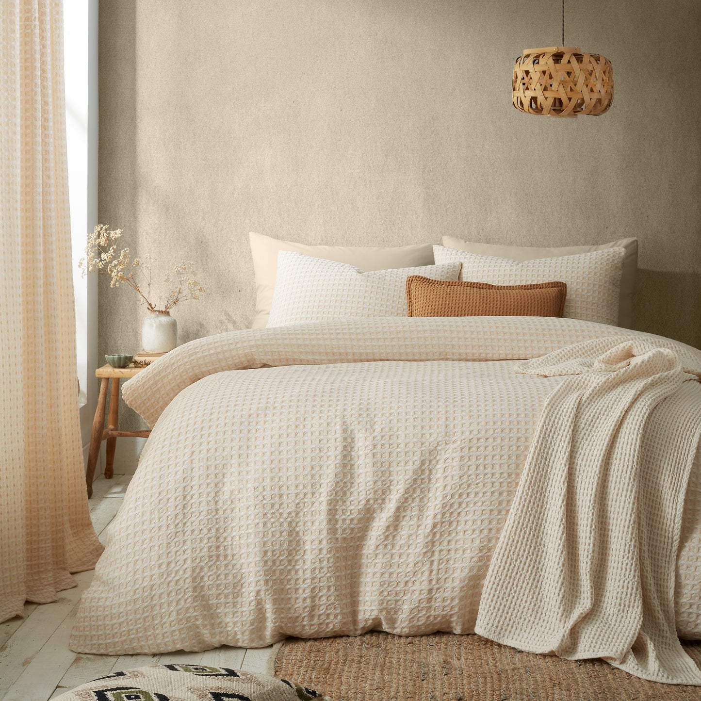 Muscat Waffle Duvet Cover Set in Natural by Pineapple Elephant