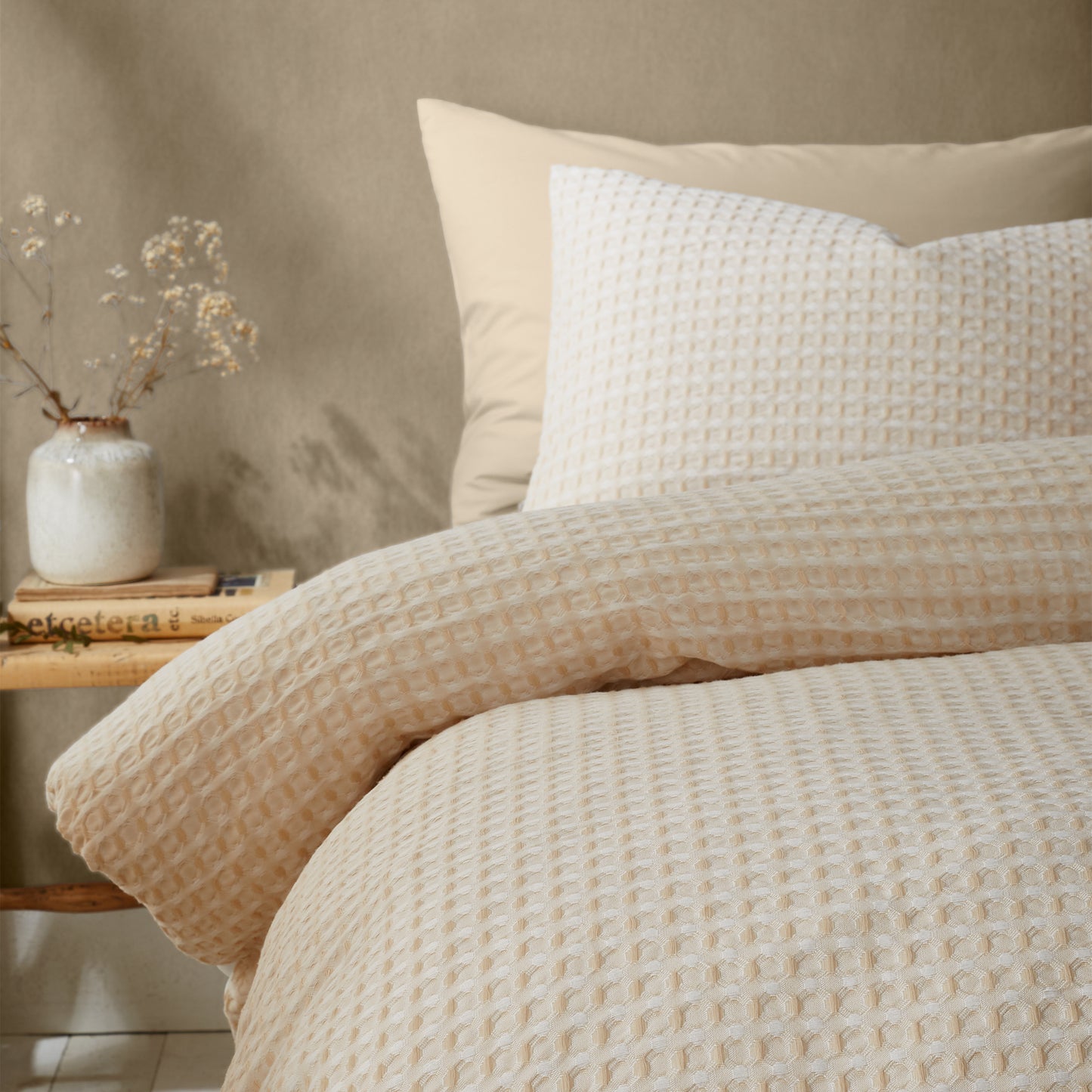 Muscat Waffle Duvet Cover Set in Natural by Pineapple Elephant