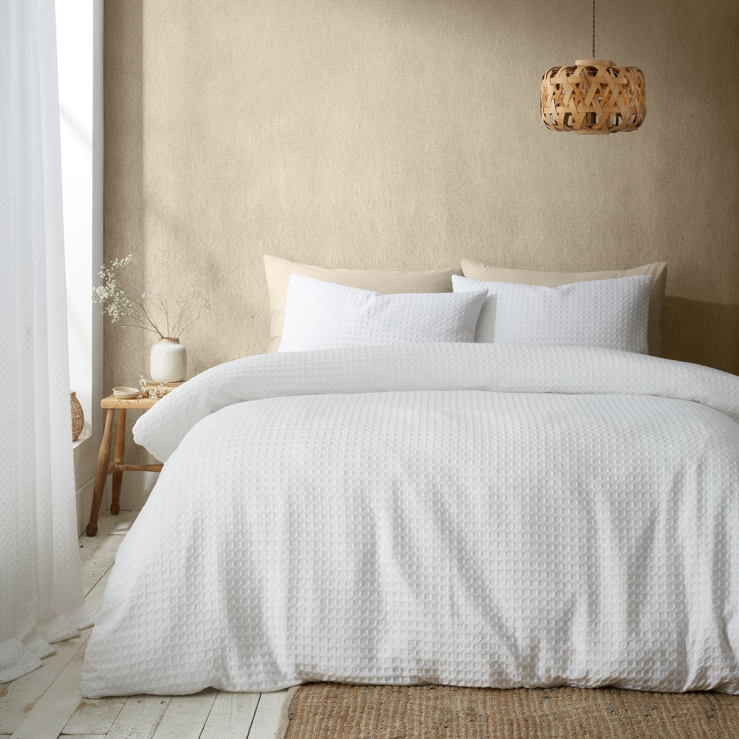 Muscat Waffle Duvet Cover Set in White by Pineapple Elephant