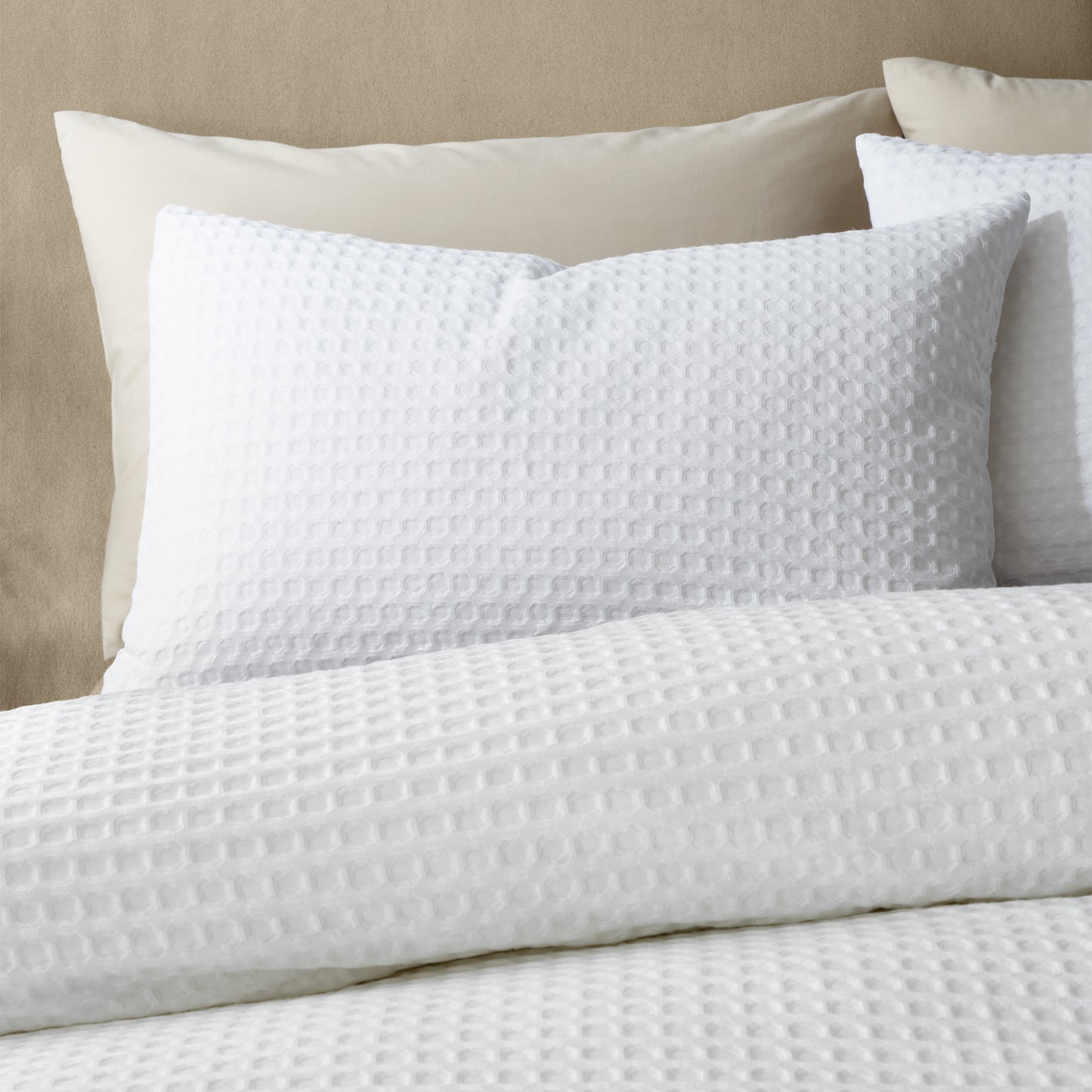 Muscat Waffle Duvet Cover Set in White by Pineapple Elephant