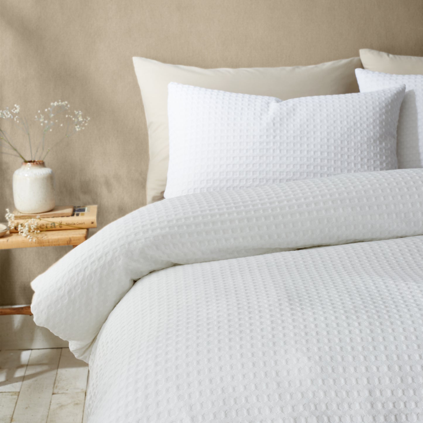 Muscat Waffle Duvet Cover Set in White by Pineapple Elephant