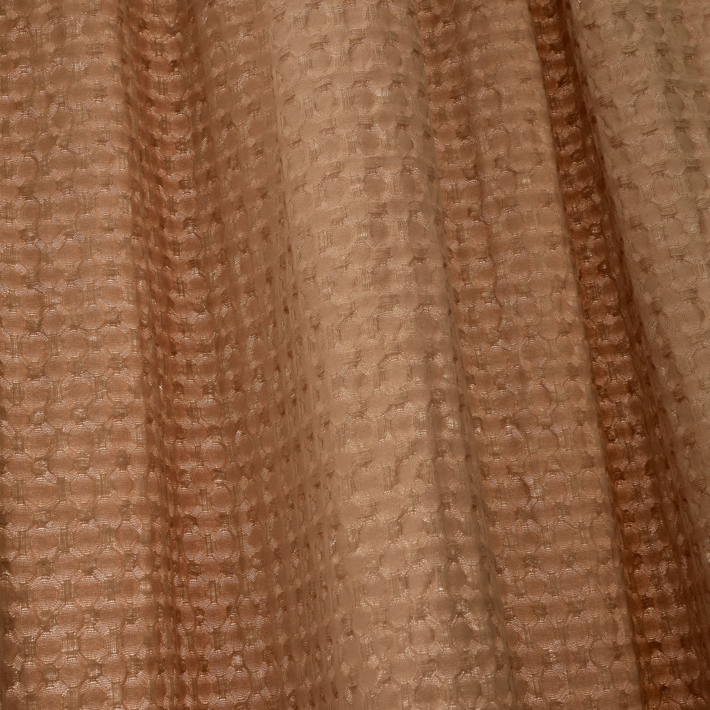 Muscat Waffle Slot Top Voile Curtain Panel in Caramel by Pineapple Elephant