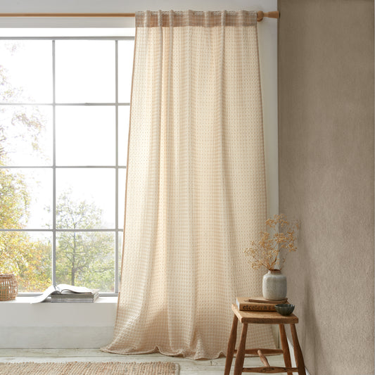 Muscat Waffle Slot Top Voile Curtain Panel in Natural by Pineapple Elephant