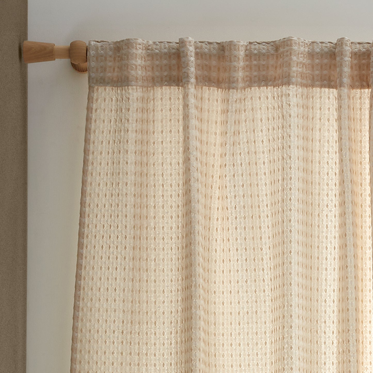 Muscat Waffle Slot Top Voile Curtain Panel in Natural by Pineapple Elephant