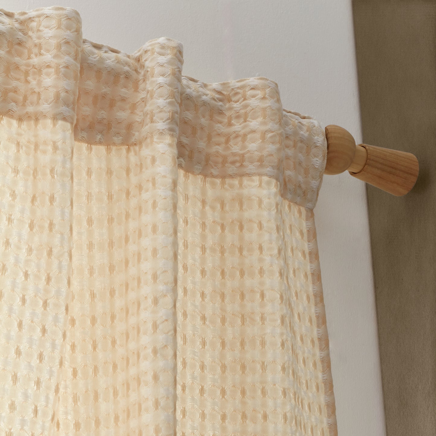 Muscat Waffle Slot Top Voile Curtain Panel in Natural by Pineapple Elephant