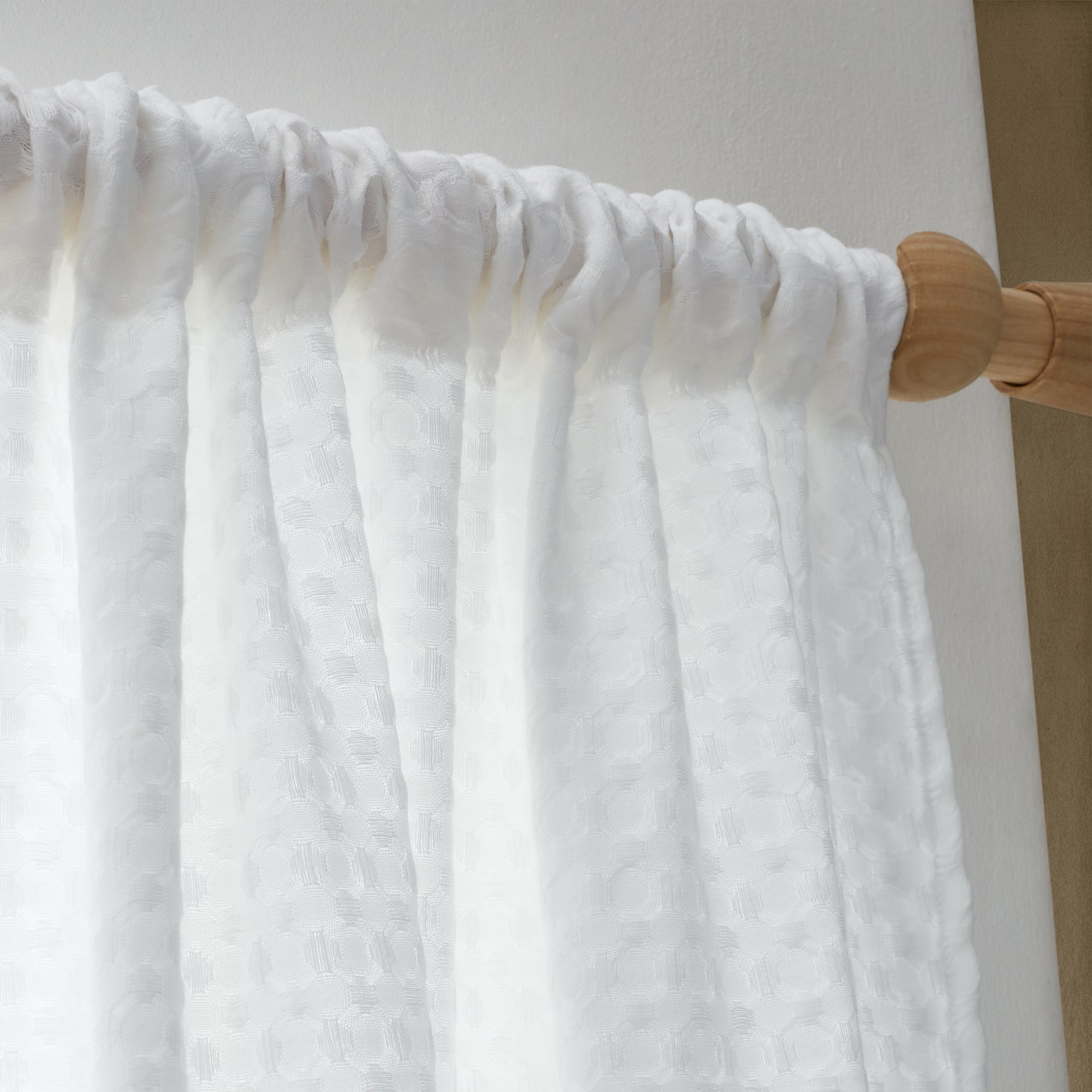 Muscat Waffle Slot Top Voile Curtain Panel in White by Pineapple Elephant