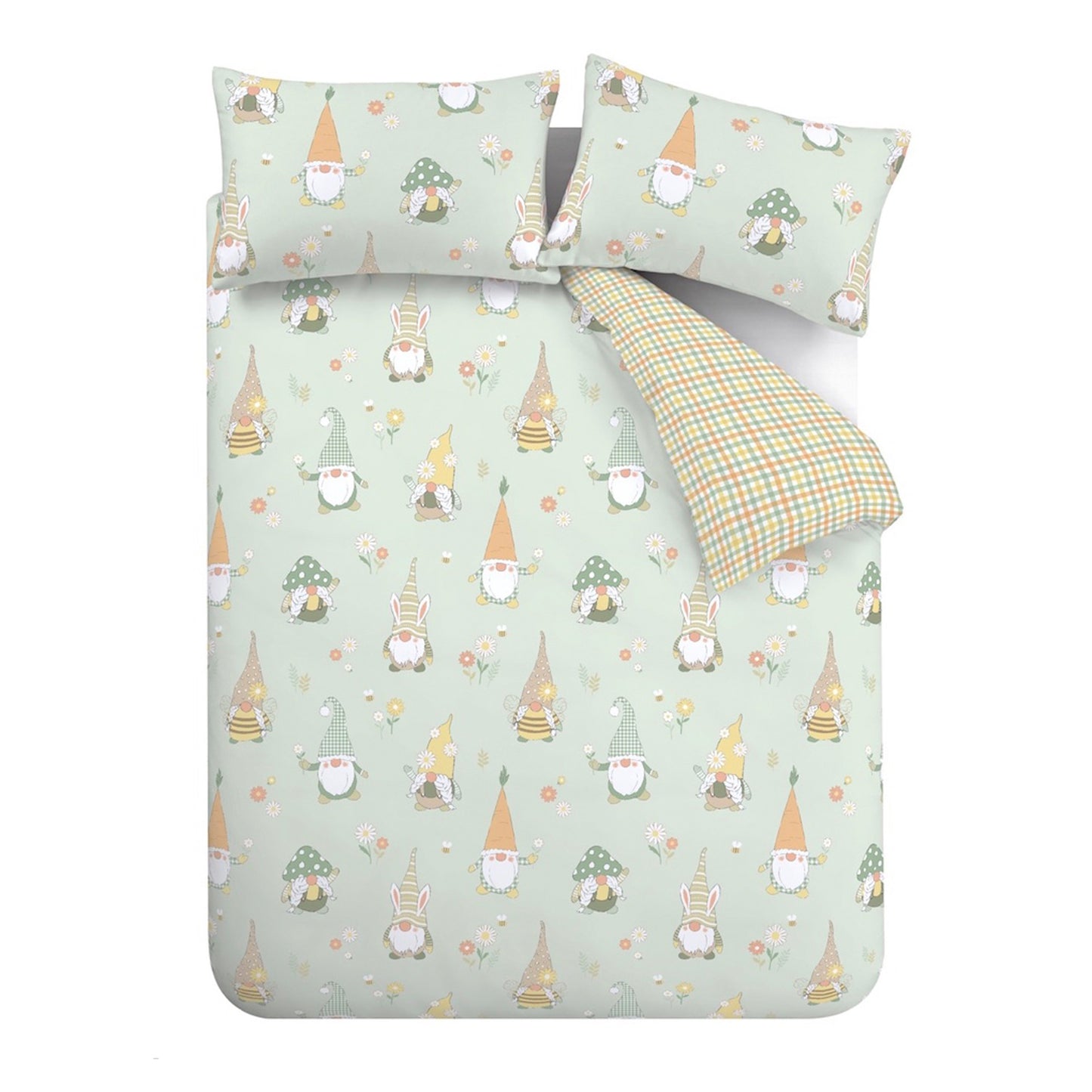 Spring Gonks Reversible Duvet Cover Set in Mint Green by Catherine Lansfield