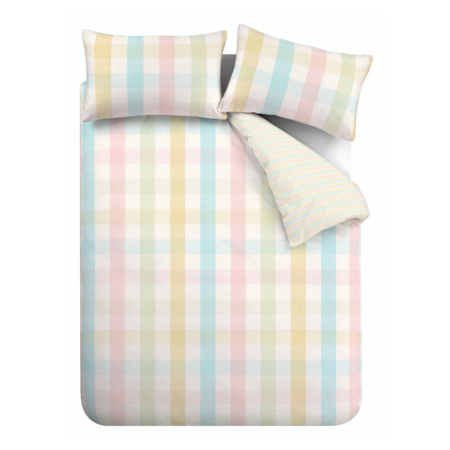 Spring Check Reversible Duvet Cover Set in Pastel by Catherine Lansfield