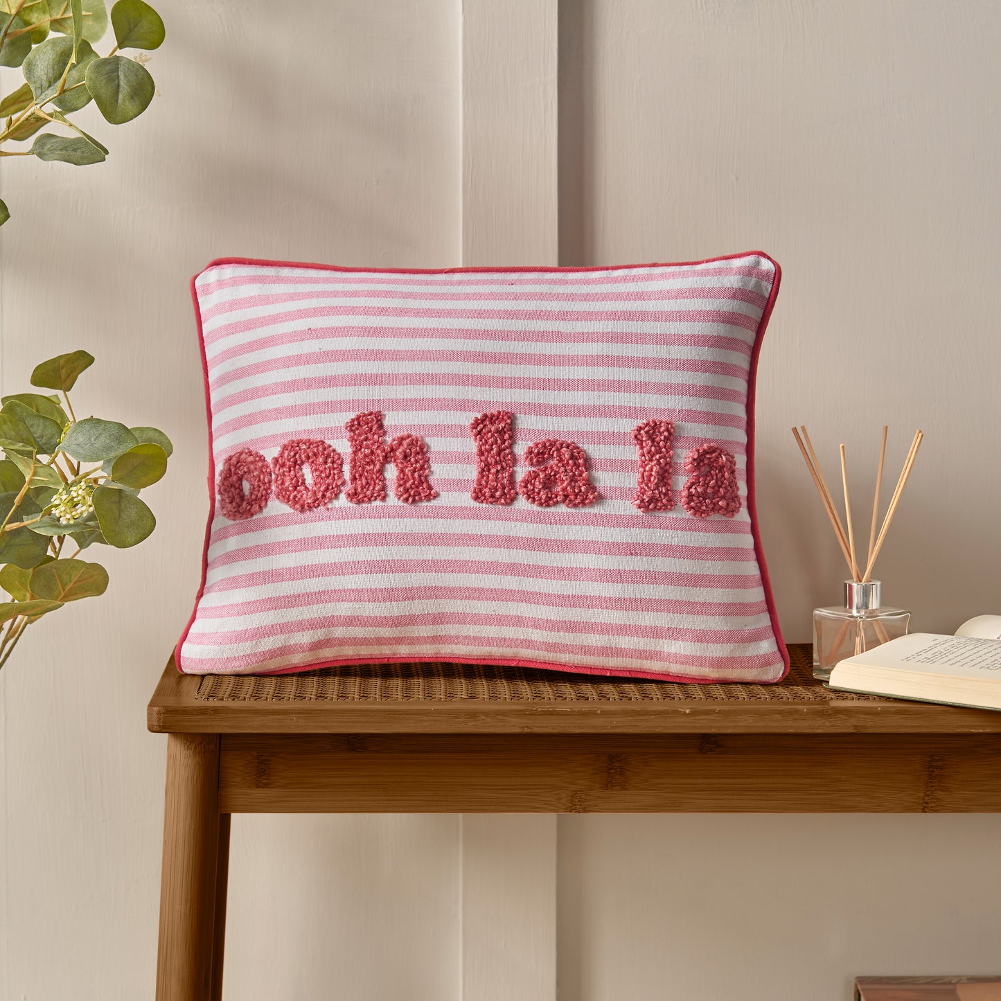 Ooh La La Tufted Stripe 30x40cm Cushion in Pink by Catherine Lansfield