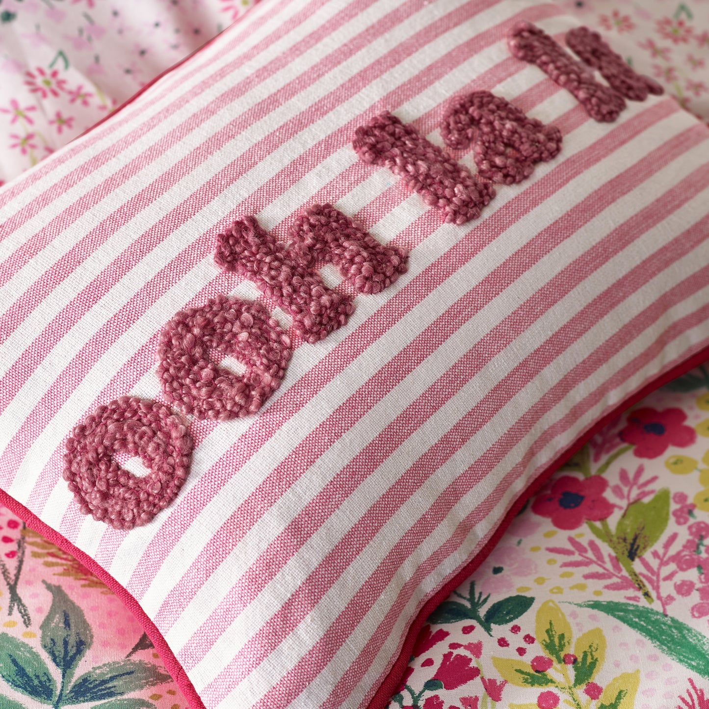 Ooh La La Tufted Stripe 30x40cm Cushion in Pink by Catherine Lansfield