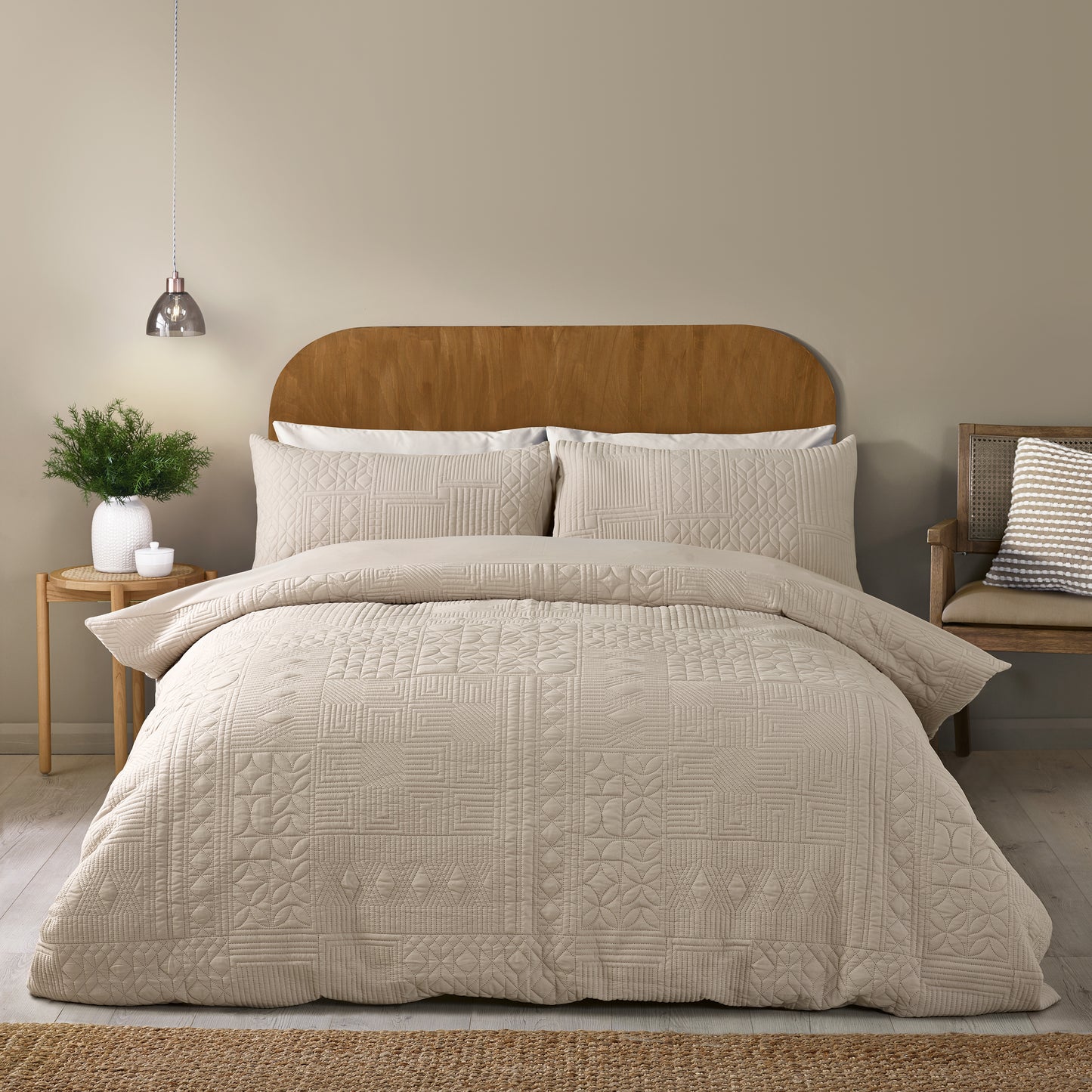 Folkstone Geo Duvet Cover Set in Natural by Catherine Lansfield