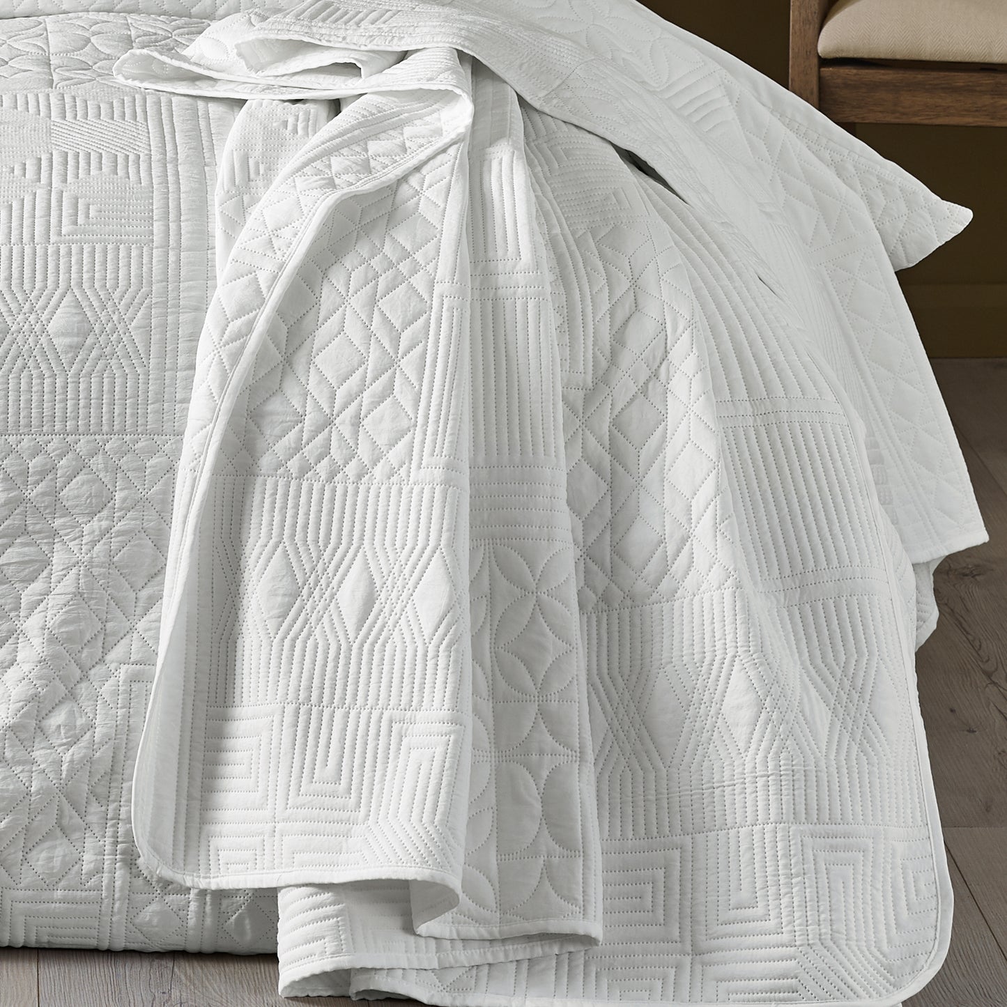 Folkstone Geo Bedspread in White by Catherine Lansfield