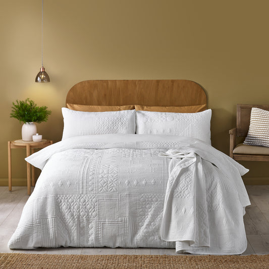 Folkstone Geo Duvet Cover Set in White by Catherine Lansfield