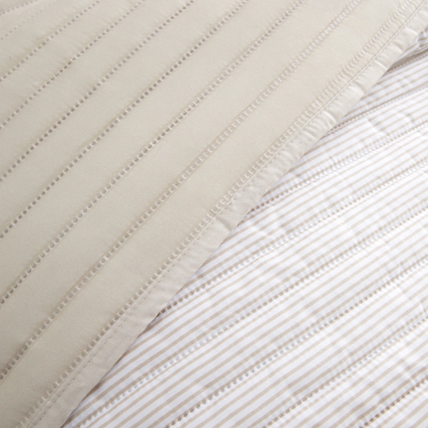 Stripe Quilted Reversible Bedspread in Natural by Catherine Lansfield