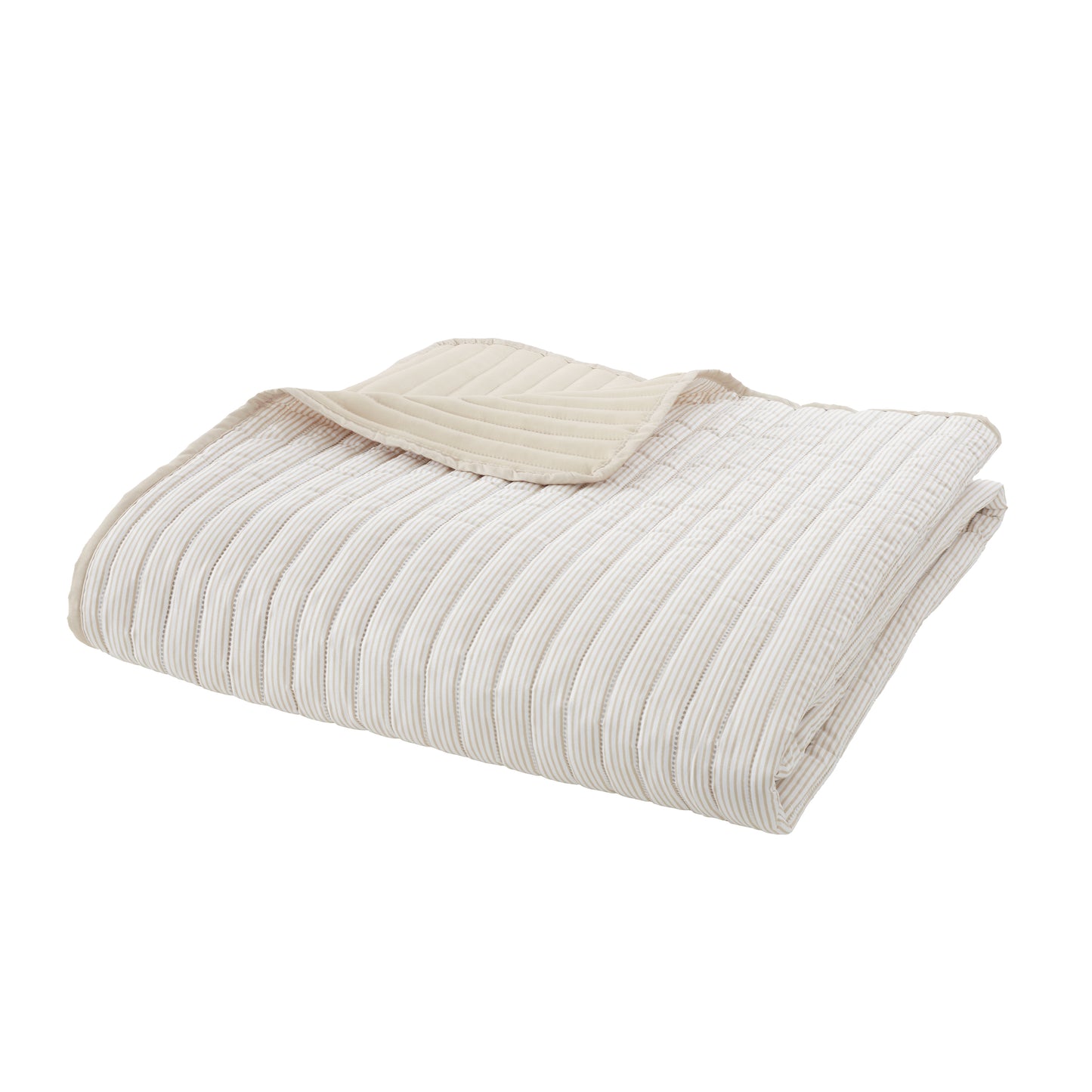 Stripe Quilted Reversible Bedspread in Natural by Catherine Lansfield