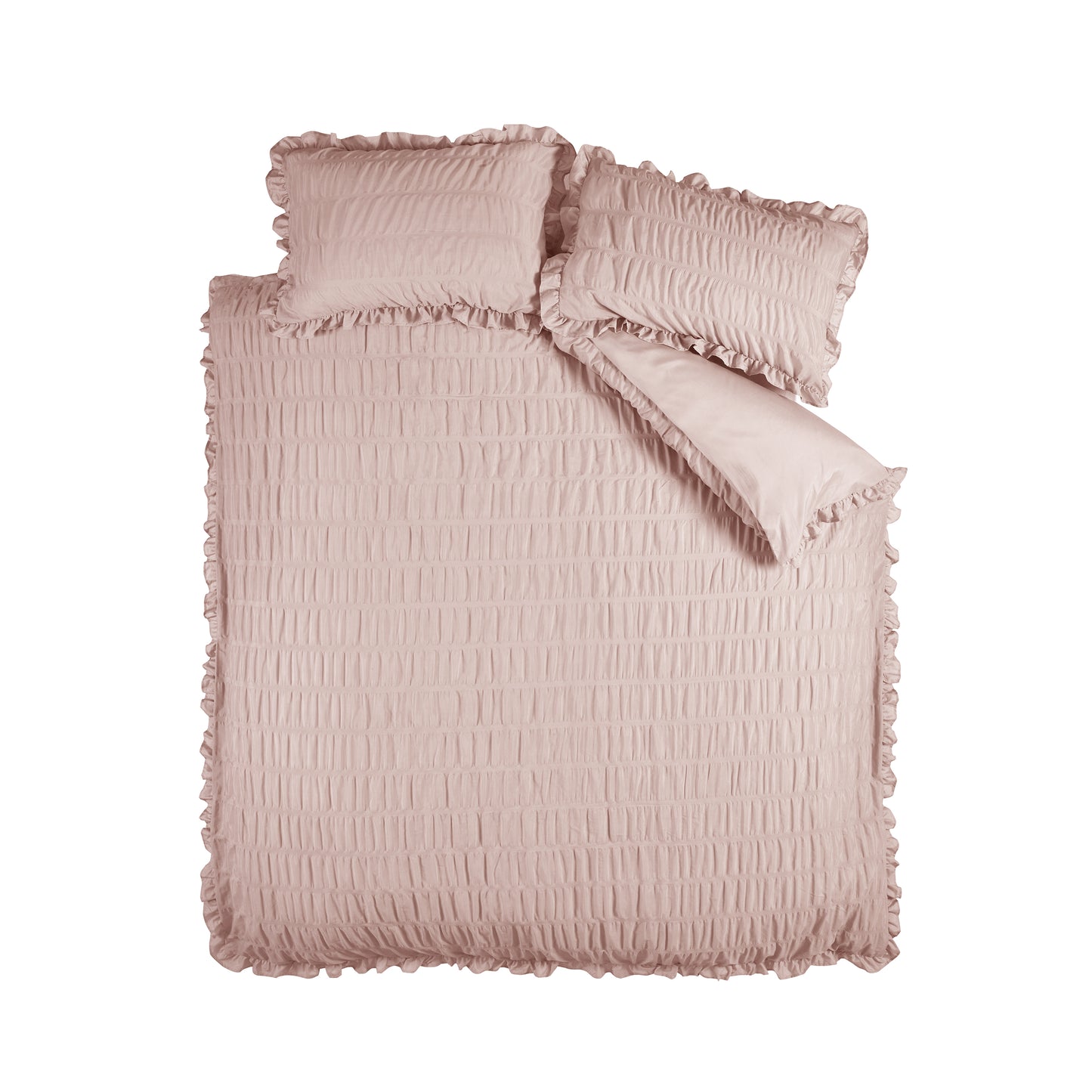 Seersucker Frill Duvet Cover Set in Pink by Catherine Lansfield