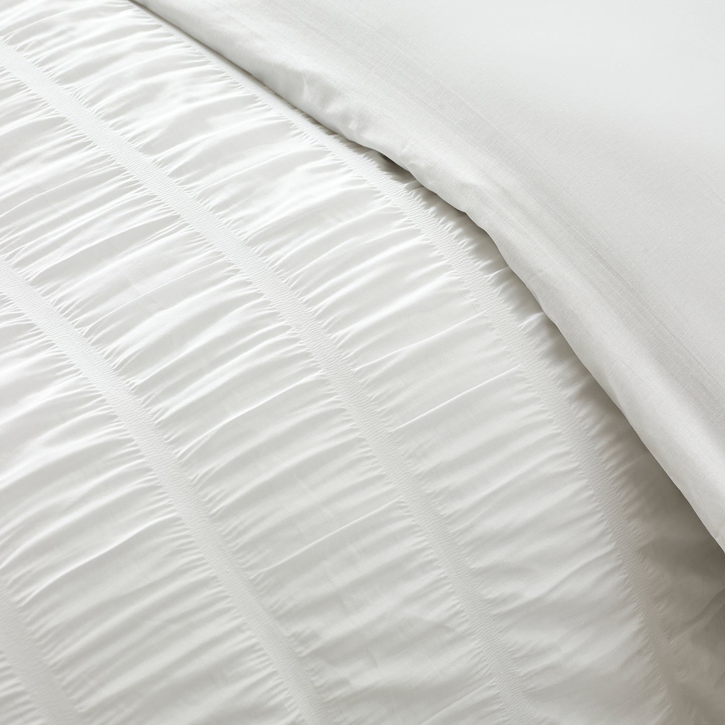 Seersucker Frill Duvet Cover Set in White by Catherine Lansfield