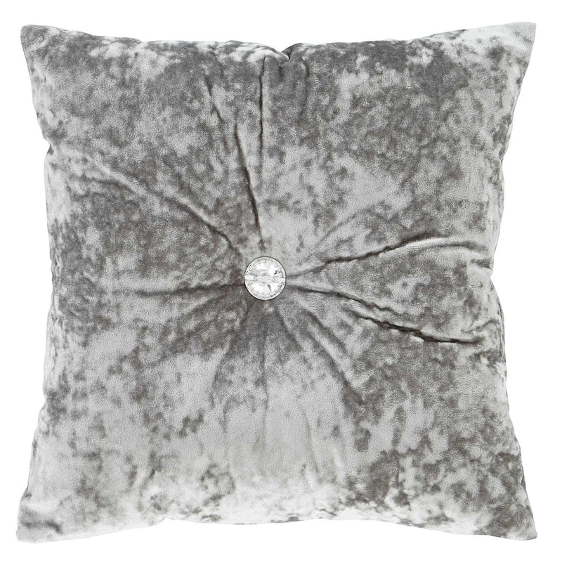 Crushed Velvet Gem Button Silver Filled Cushion