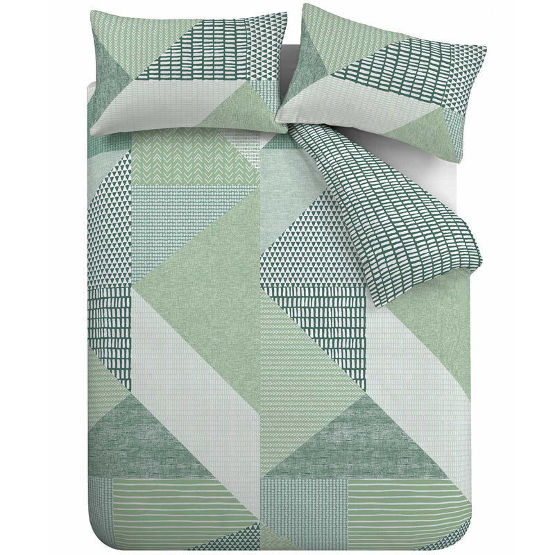 Larsson Geo Geometric Green Duvet Cover Set by Catherine Lansfield