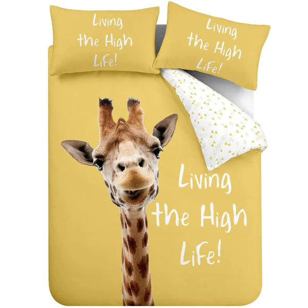 Giraffe Reversible Yellow Duvet Cover Set by Catherine Lansfield