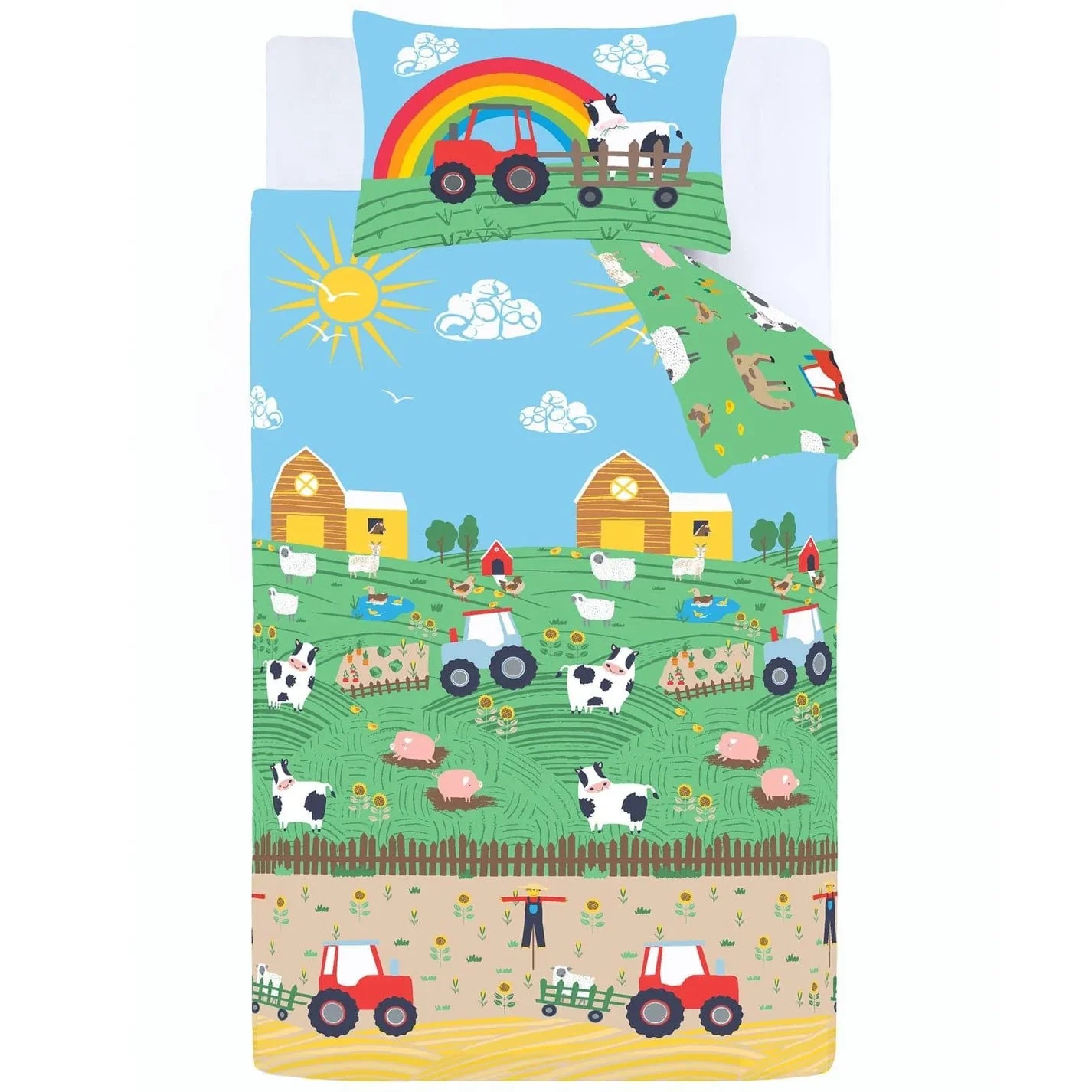 Farmyard Animals Reversible Green Duvet Cover Set by Catherine Lansfield Kids