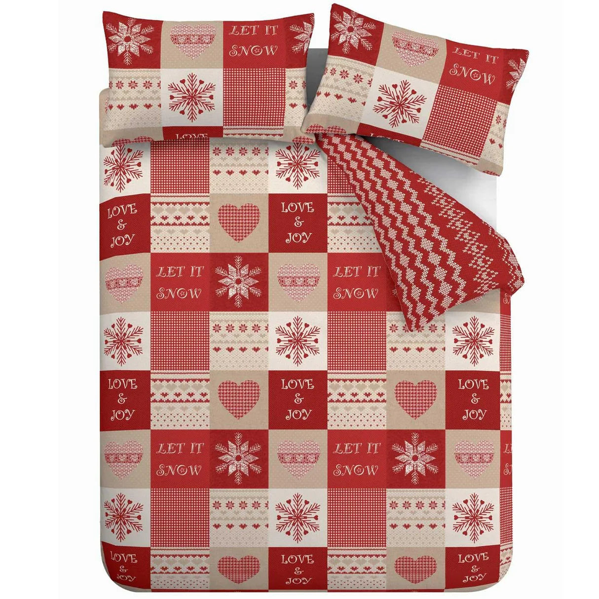 Let it Snow Nordic Patchwork Red Duvet Cover Set by Catherine Lansfield